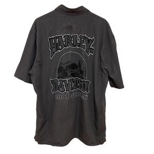 Harley Davidson Men’s Button Down Short Sleeve Shirt Large Logo Skull Size XL